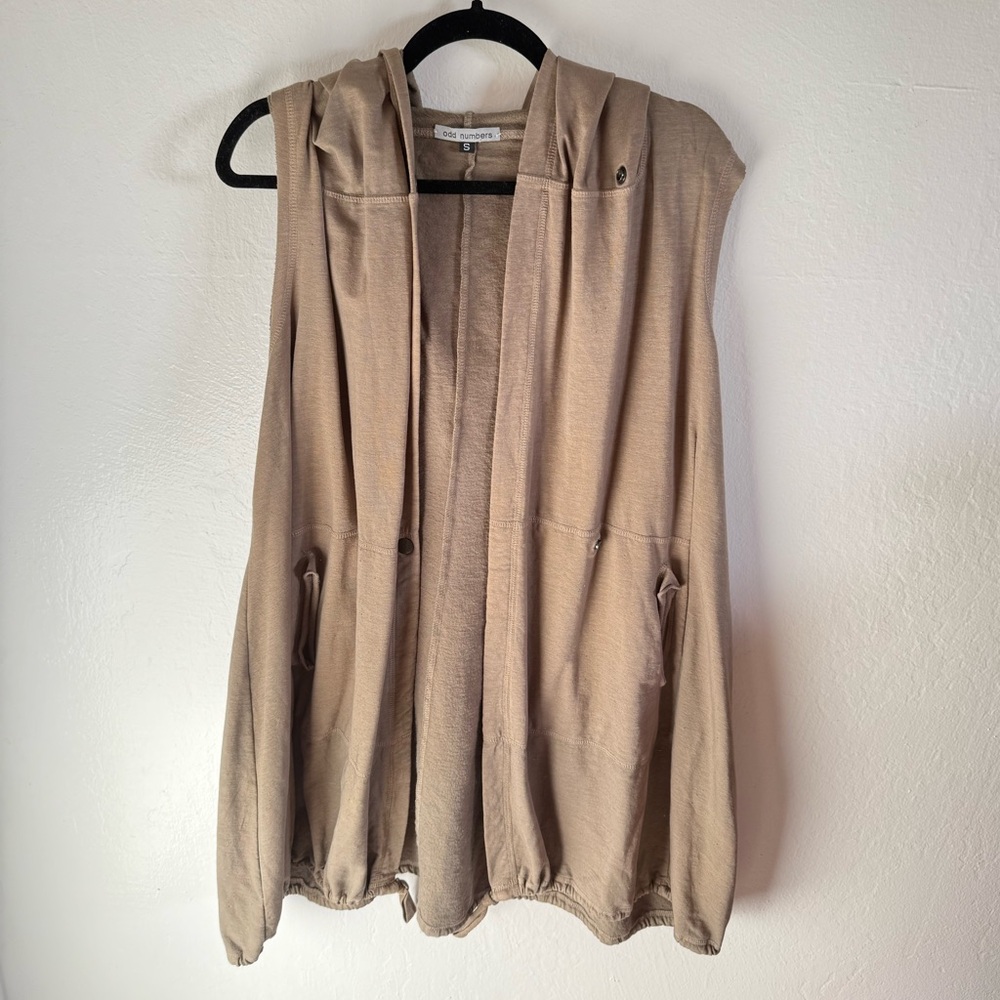 Hemp Cotton Fleece - Women's Tan Sleeveless Jacket Vest - Khaki Beige - Medium